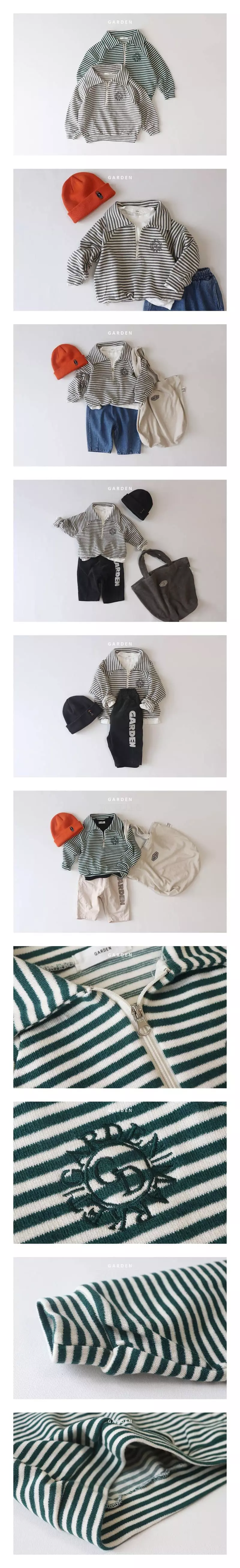 Garden - Korean Children Fashion - #discoveringself - Stripes Collar Sweatshirt
