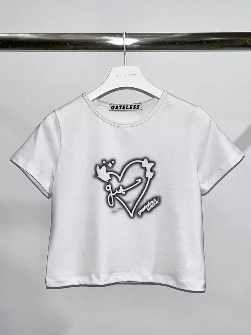 Gateless - Korean Women Fashion - #momslook - Heart Tee - 12