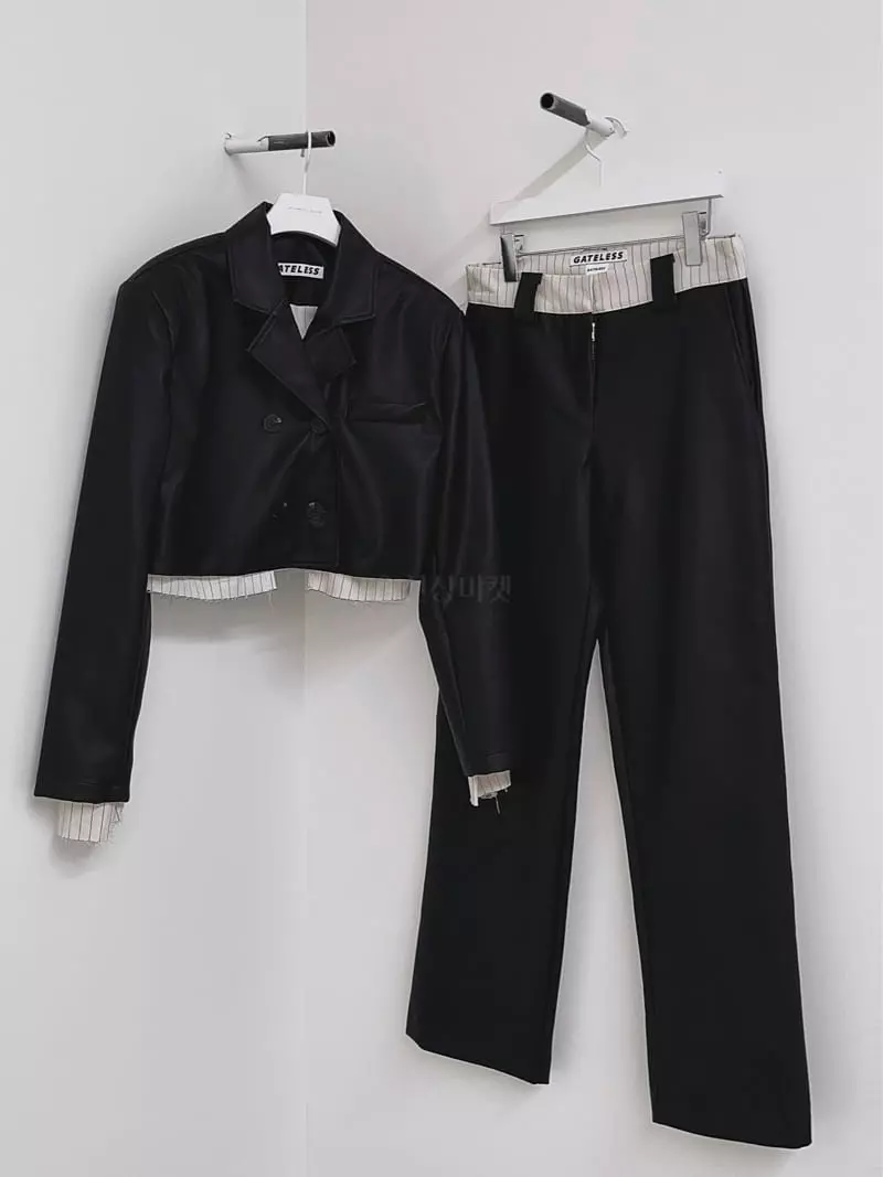 Gateless - Korean Women Fashion - #momslook - Like Leather Set