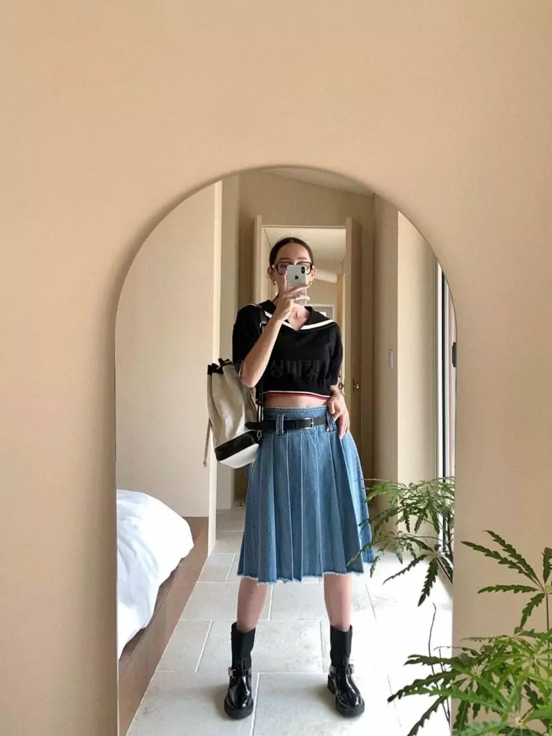 Gentlewoman - Korean Women Fashion - #restrostyle - Wrinkle Denim Skirt