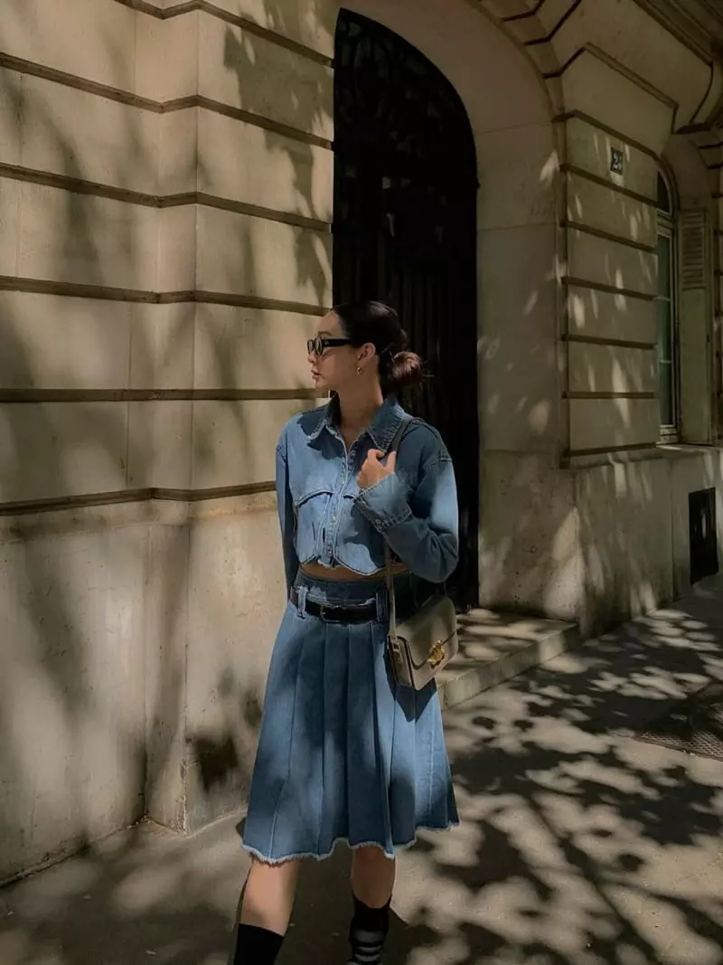 Gentlewoman - Korean Women Fashion - #shopsmall - Wrinkle Denim Skirt - 4