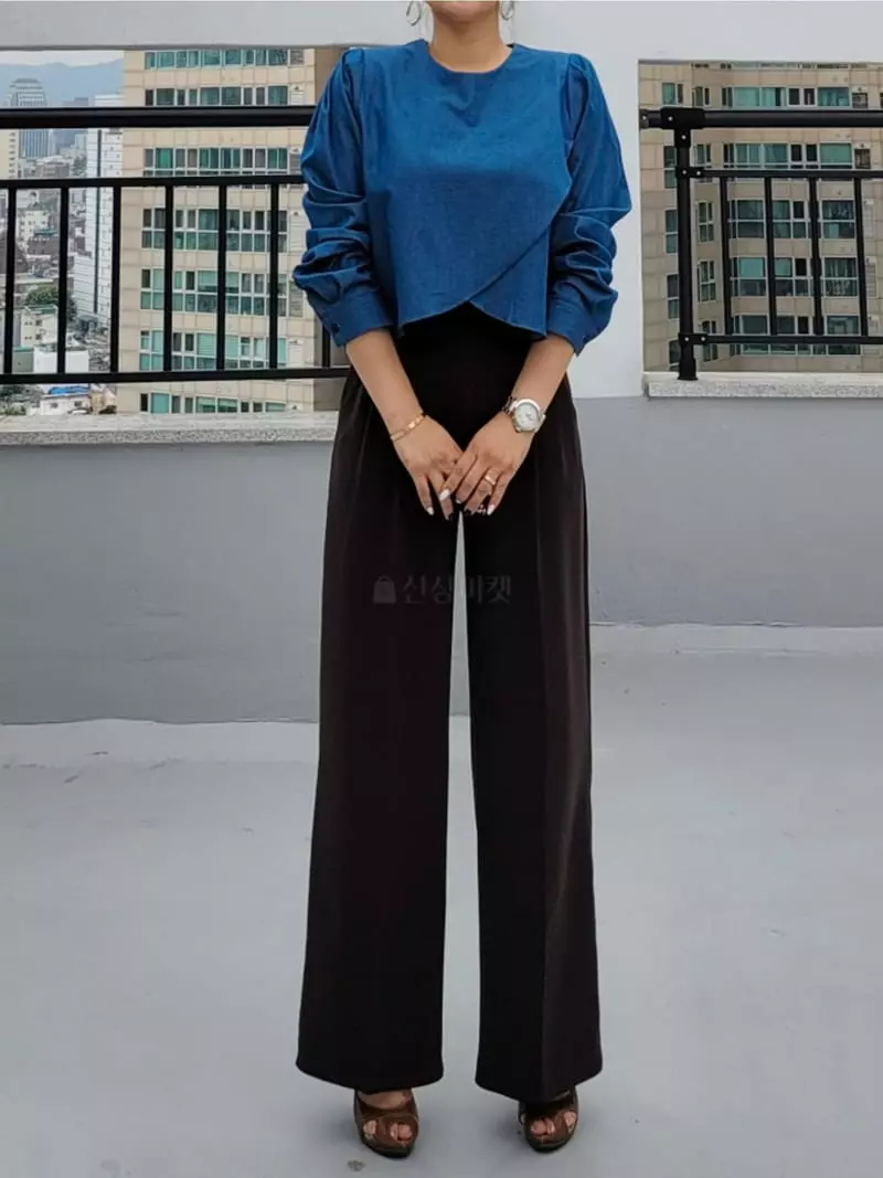 Gratia - Korean Women Fashion - #womensfashion - Denim Tulip Blouse - 4