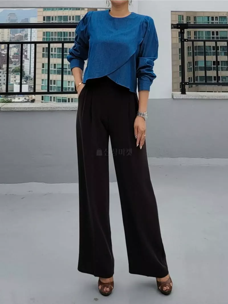Gratia - Korean Women Fashion - #momslook - Denim Tulip Blouse - 5