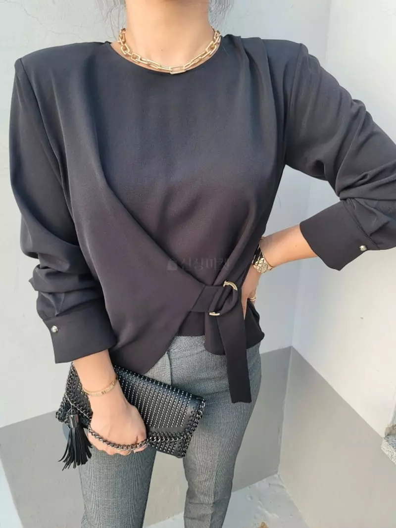Gratia - Korean Women Fashion - #momslook - D Ring Blouse - 11