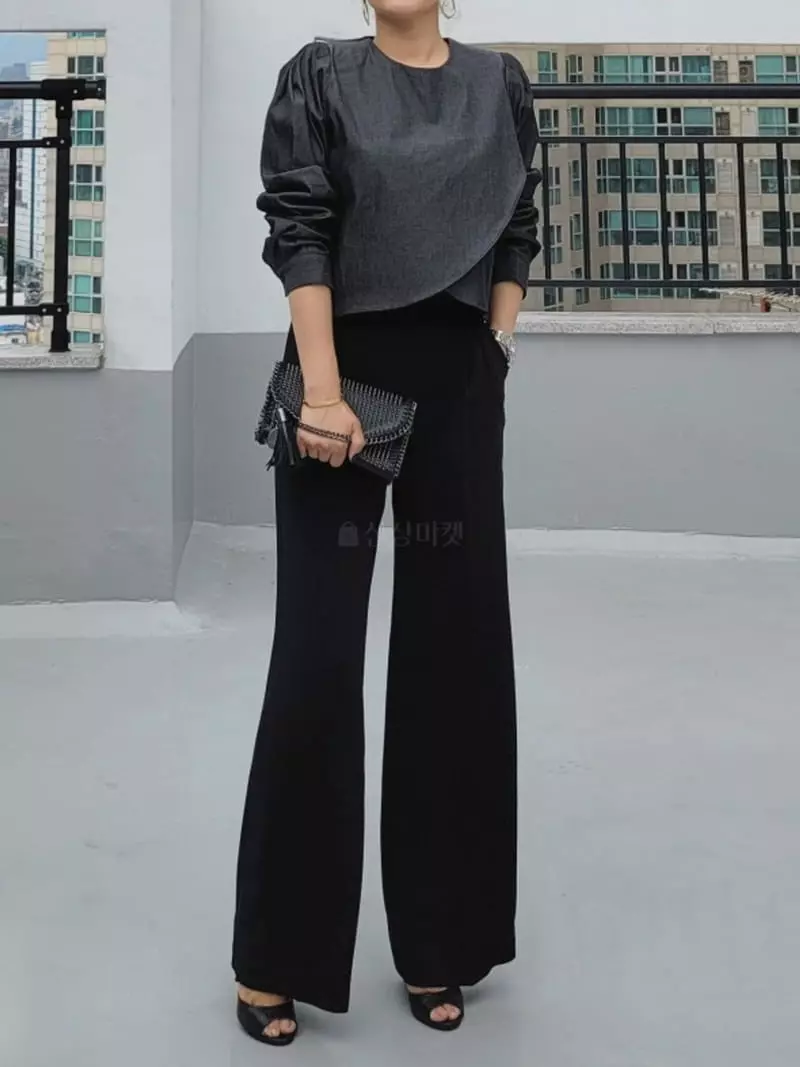 Gratia - Korean Women Fashion - #momslook - Denim Tulip Blouse - 12