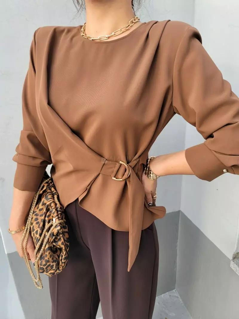 Gratia - Korean Women Fashion - #romanticstyle - D Ring Blouse - 7