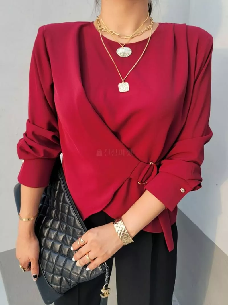 Gratia - Korean Women Fashion - #vintageinspired - D Ring Blouse - 4