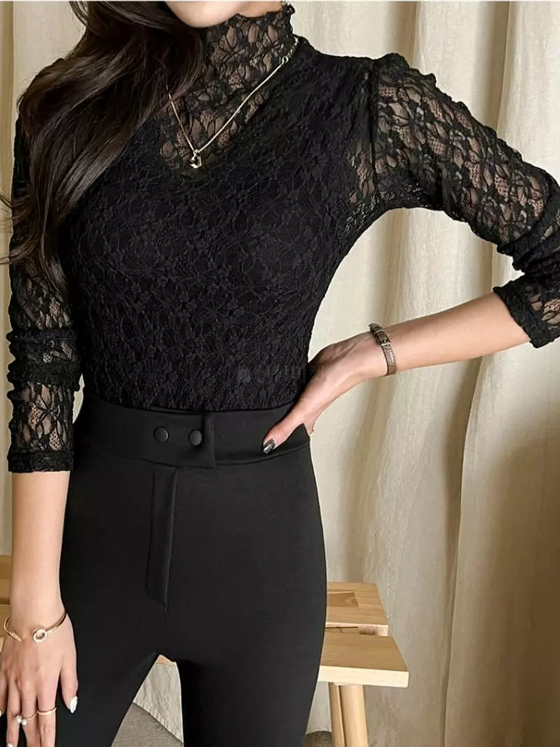 Gratia - Korean Women Fashion - #momslook - Less Turtleneck Tee - 4