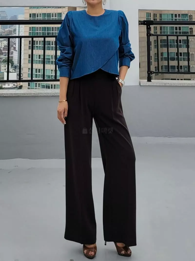 Gratia - Korean Women Fashion - #womensfashion - Denim Tulip Blouse - 3