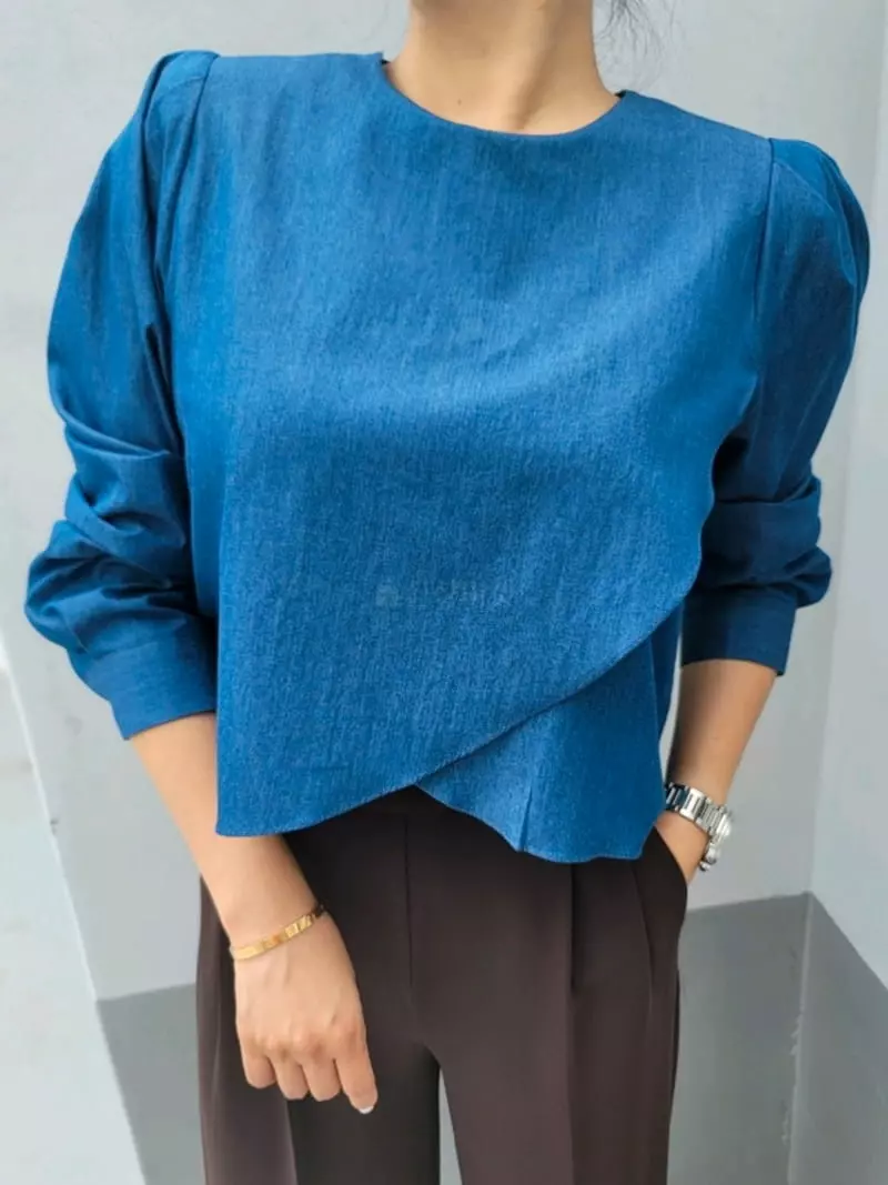 Gratia - Korean Women Fashion - #womensfashion - Denim Tulip Blouse