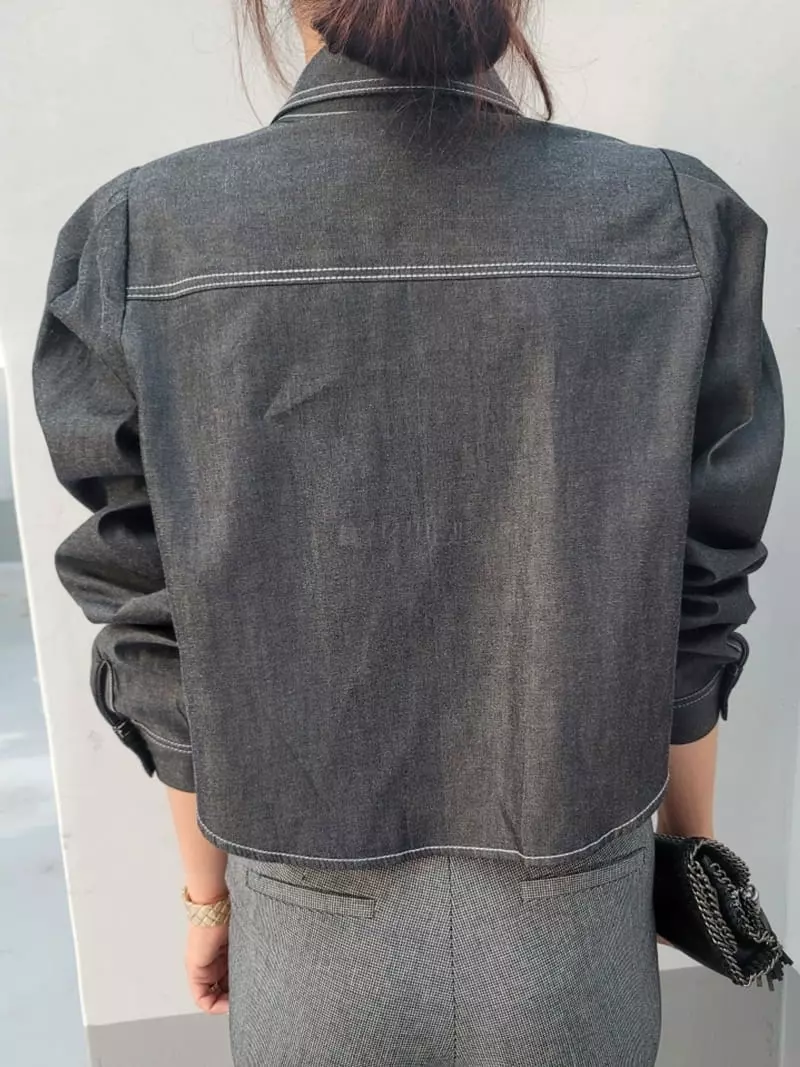 Gratia - Korean Women Fashion - #womensfashion - Denim Edge Shirt - 8