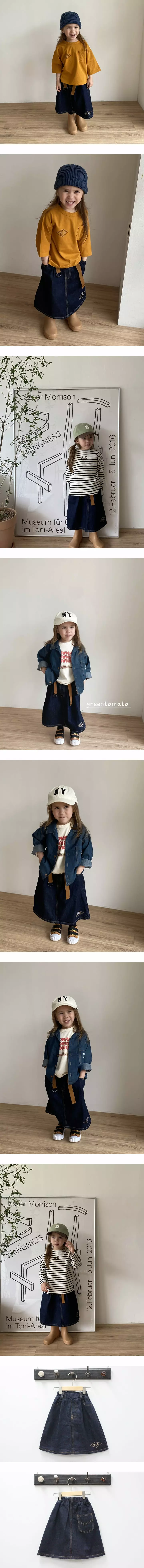 Green Tomato - Korean Children Fashion - #kidsshorts - Denim Skirt