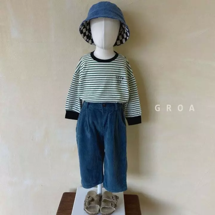 Groa - Korean Children Fashion - #Kfashion4kids - Luv Stripes Tee - 6