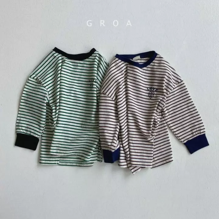 Groa - Korean Children Fashion - #fashionkids - Luv Stripes Tee - 2