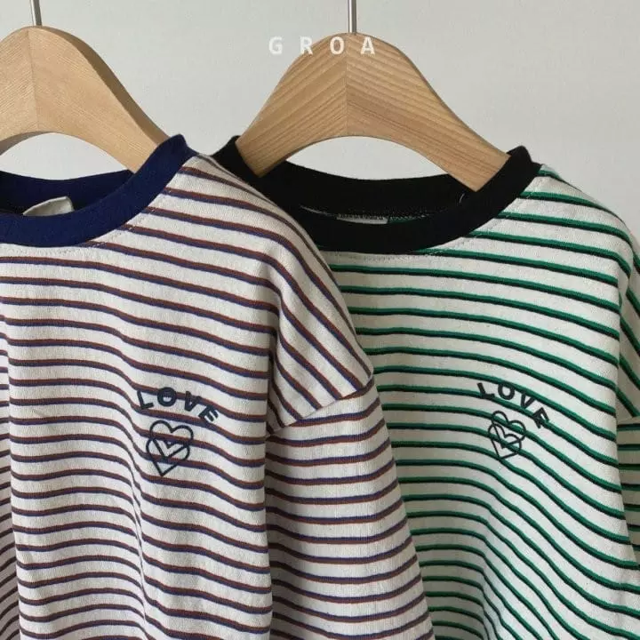 Groa - Korean Children Fashion - #kidsshorts - Luv Stripes Tee - 4