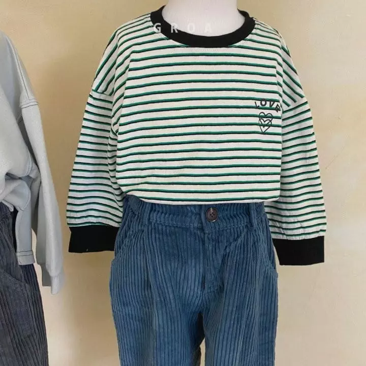 Groa - Korean Children Fashion - #magicofchildhood - Luv Stripes Tee - 8