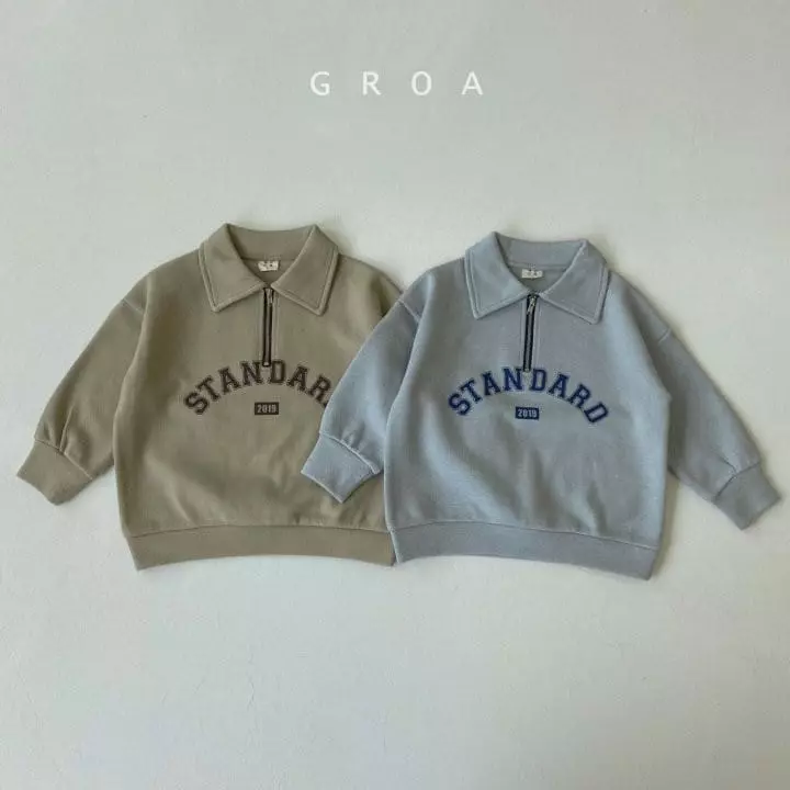Groa - Korean Children Fashion - #toddlerclothing - Standard Half Zip-up Sweatshirt