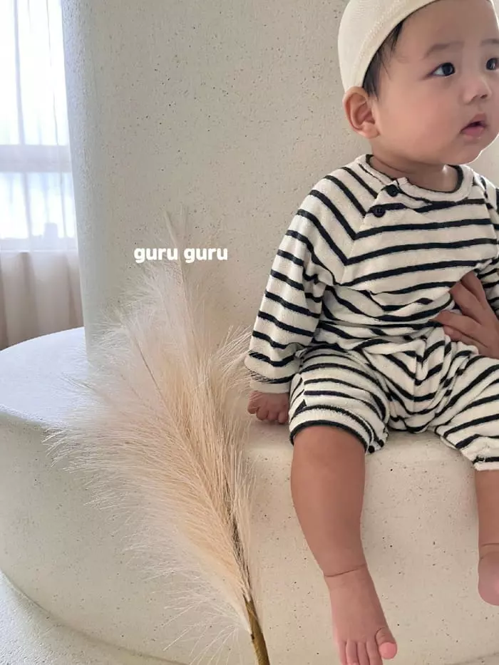 Guru Guru - Korean Baby Fashion - #babygirlfashion - Stripes Bodysuit - 5