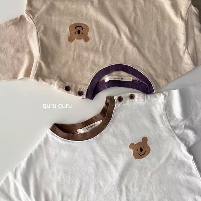 Guru Guru - Korean Baby Fashion - #babyootd - Bear Tee - 2