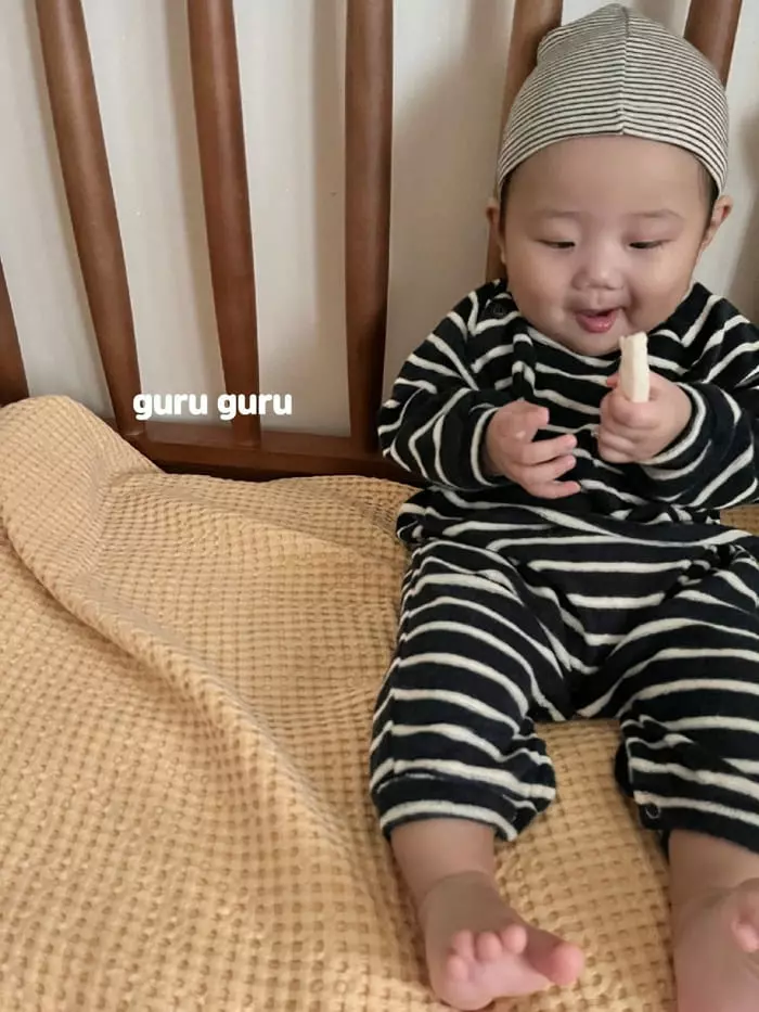 Guru Guru - Korean Baby Fashion - #babyoutfit - Stripes Bodysuit - 9