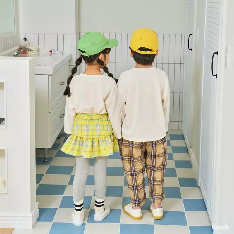 Hanab - Korean Children Fashion - #Kfashion4kids - Check Lover Top Bottom Set - 2