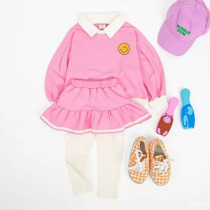 Hanab - Korean Children Fashion - #childrensboutique - Wink Collar Top Bottom Set