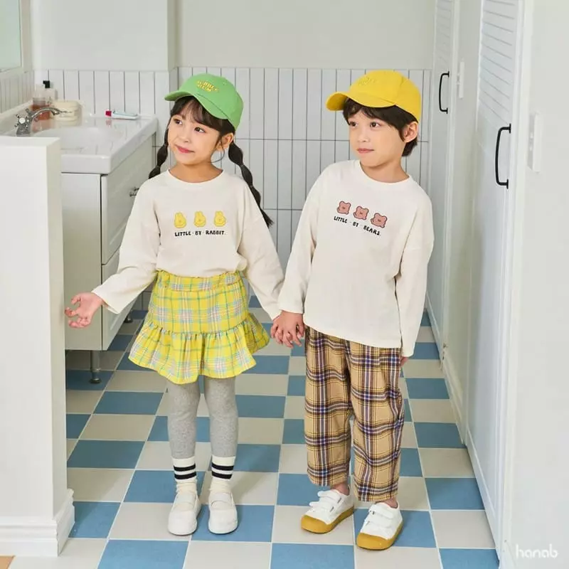 Hanab - Korean Children Fashion - #childrensboutique - Check Lover Top Bottom Set - 11