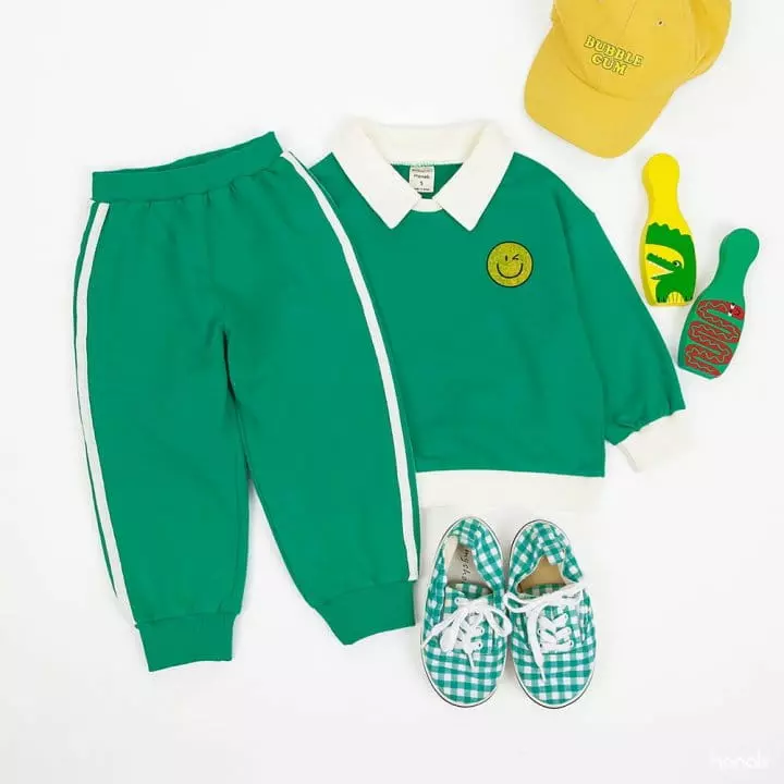 Hanab - Korean Children Fashion - #designkidswear - Wink Collar Top Bottom Set - 2