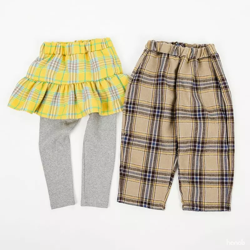 Hanab - Korean Children Fashion - #childrensboutique - Check Lover Top Bottom Set - 4