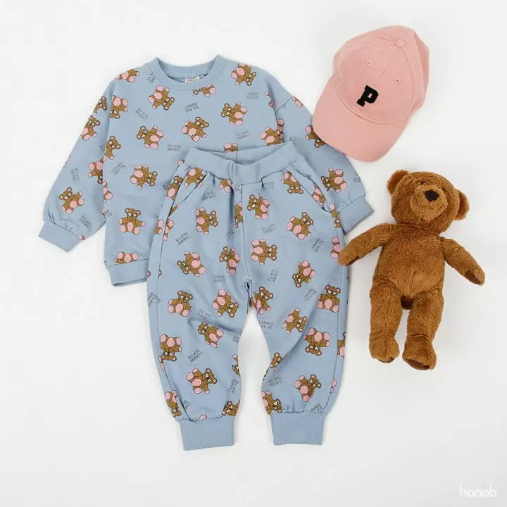 Hanab - Korean Children Fashion - #littlefashionista - Bears Top Bottom Set - 2