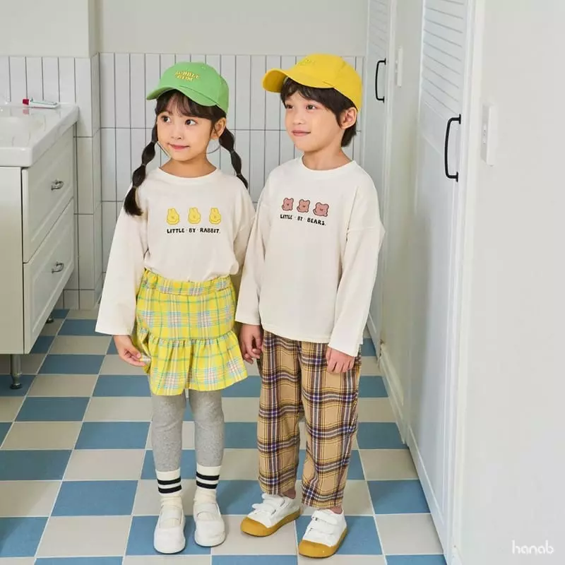 Hanab - Korean Children Fashion - #littlefashionista - Check Lover Top Bottom Set - 3