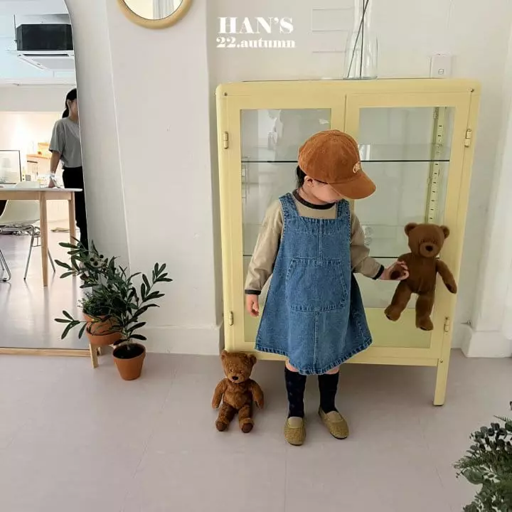 Han's - Korean Children Fashion - #minifashionista - Pocket Denim One-piece - 2