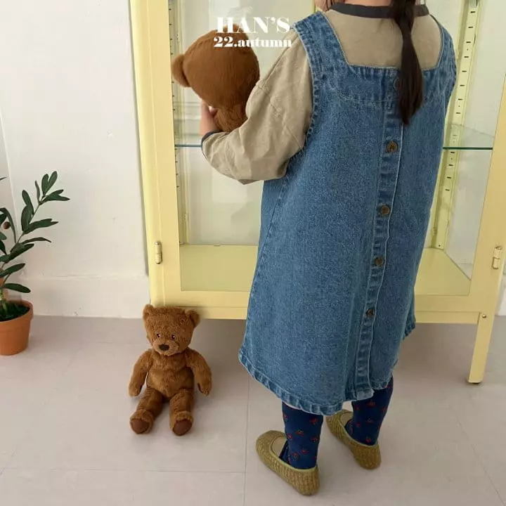 Han's - Korean Children Fashion - #stylishchildhood - Pocket Denim One-piece - 6
