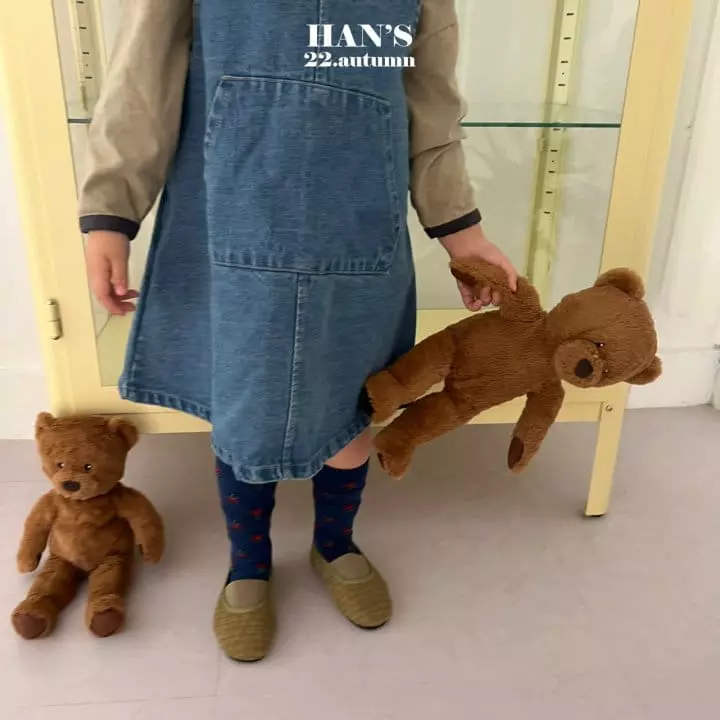 Han's - Korean Children Fashion - #prettylittlegirls - Pocket Denim One-piece - 4