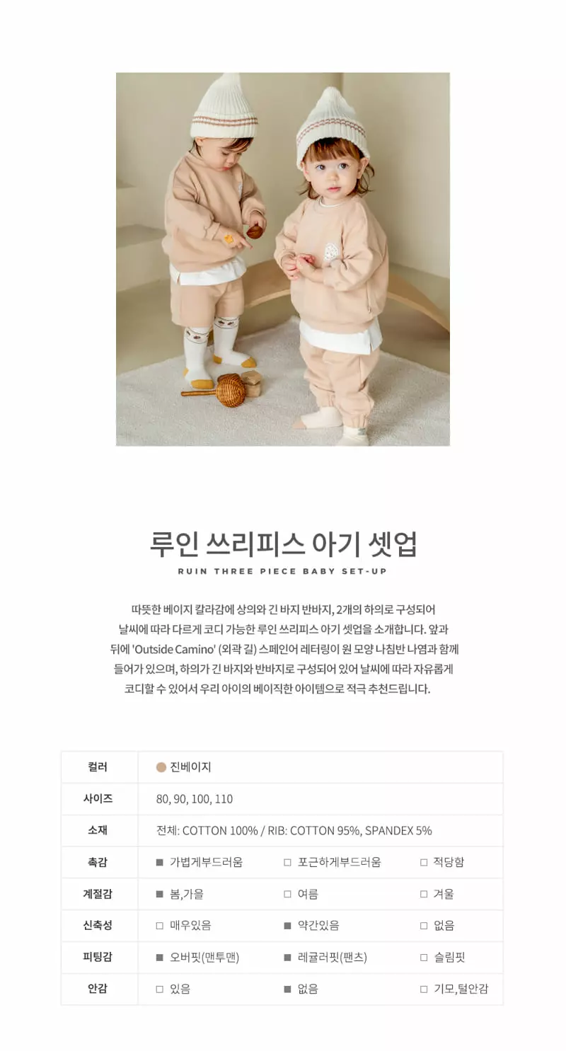 Happy Prince - Korean Baby Fashion - #babyoutfit - Lun Three Piece Baby Set - 2