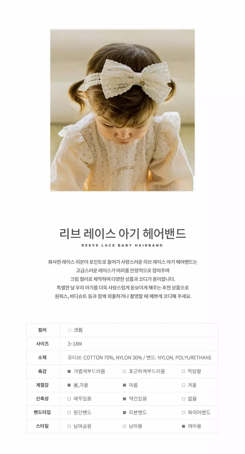 Happy Prince - Korean Baby Fashion - #babyoutfit - Live Lace Hairband [set of 5] - 2