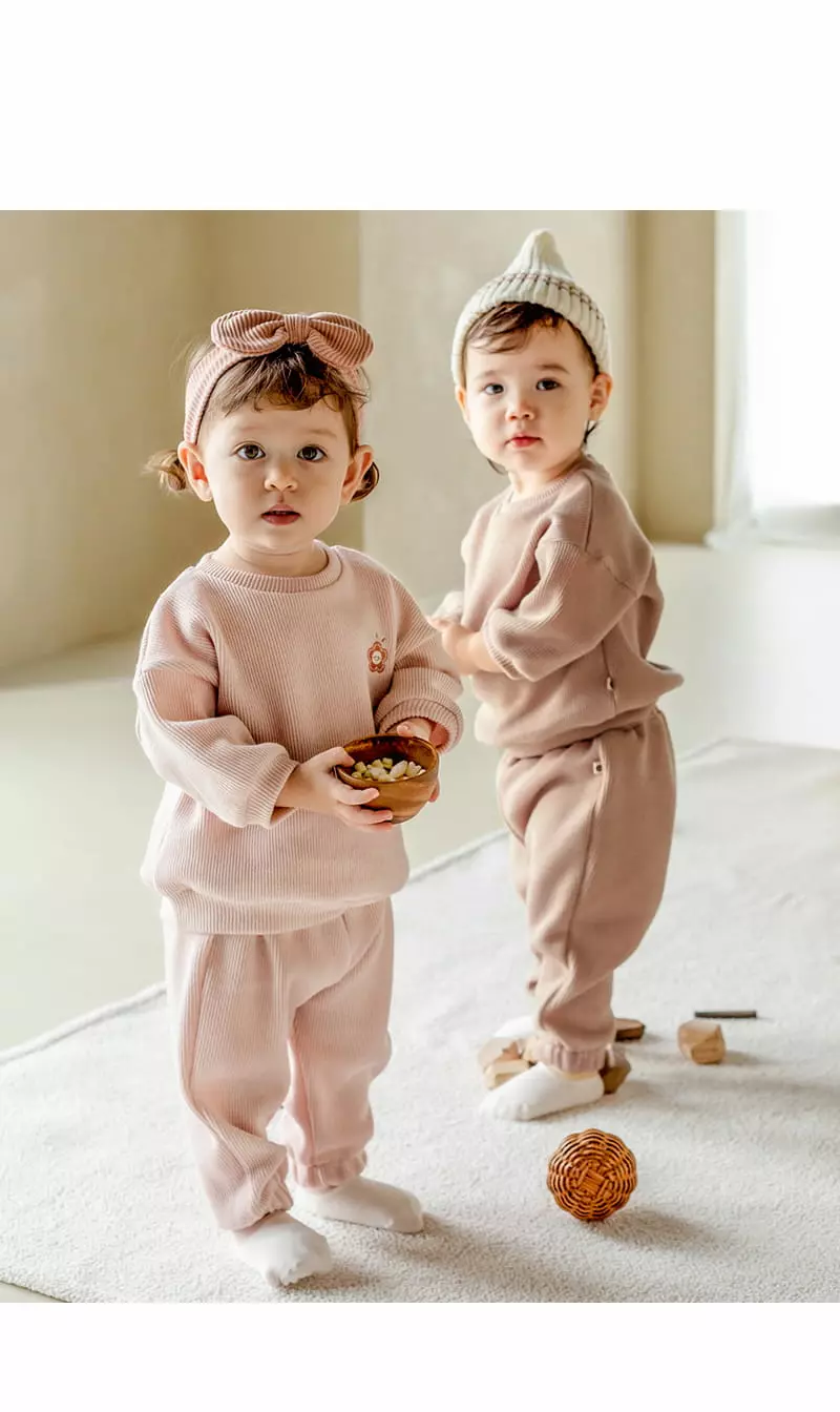 Happy Prince - Korean Baby Fashion - #onlinebabyboutique - Elldi Rib Baby Top Bottom Set