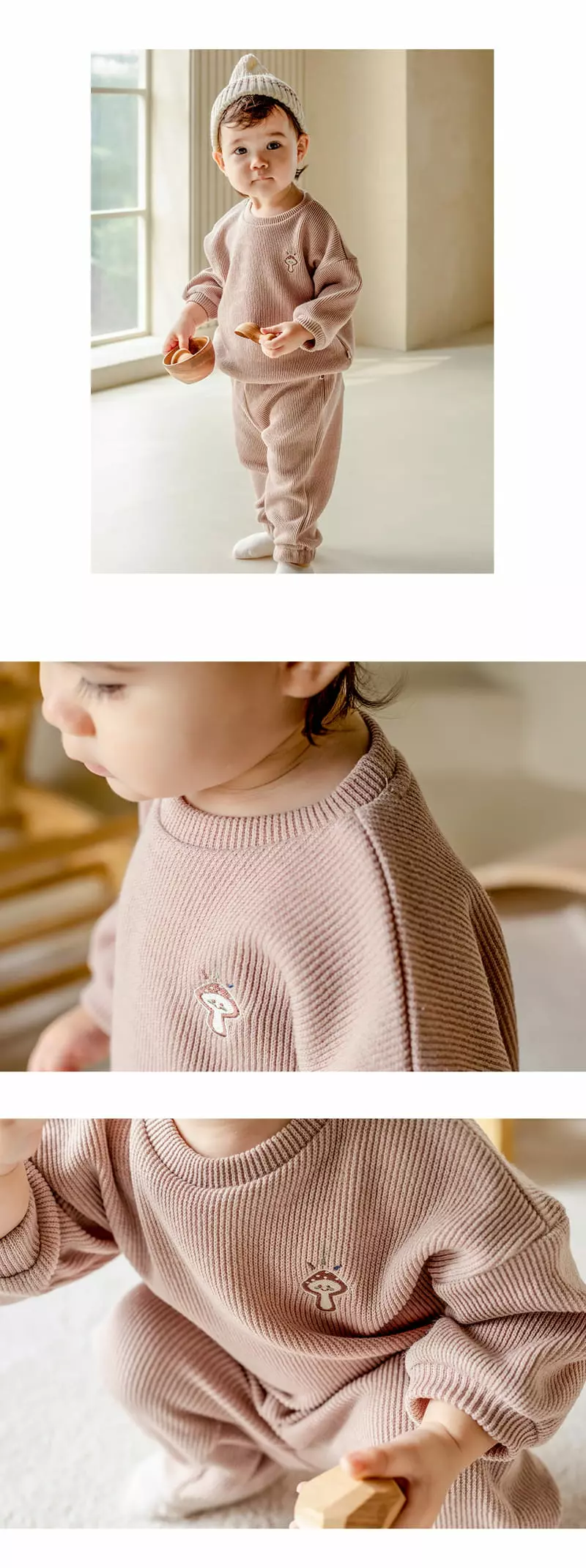 Happy Prince - Korean Baby Fashion - #smilingbaby - Elldi Rib Baby Top Bottom Set - 3