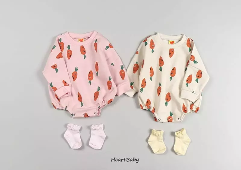 Heart Baby - Korean Baby Fashion - #babyboutique - Carrot Sweatshirt Bodysuit - 2