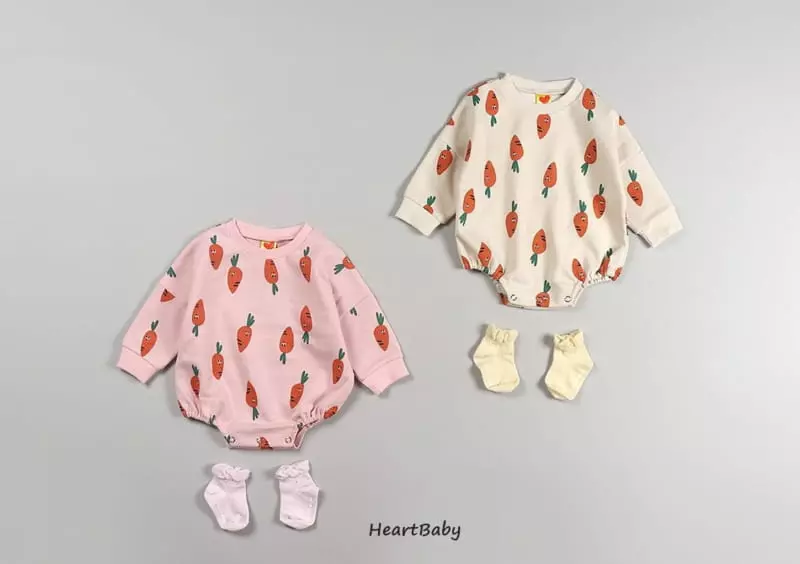 Heart Baby - Korean Baby Fashion - #babyboutique - Carrot Sweatshirt Bodysuit - 3