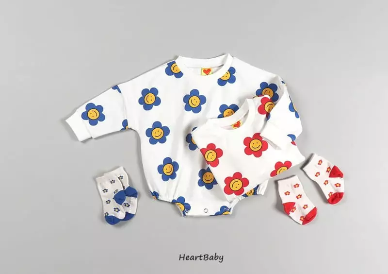 Heart Baby - Korean Baby Fashion - #babyboutique - Daisy Smilr Sweatshirt Bodysuit - 2