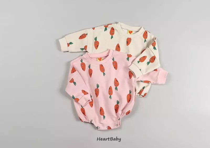 Heart Baby - Korean Baby Fashion - #babyboutique - Carrot Sweatshirt Bodysuit - 4