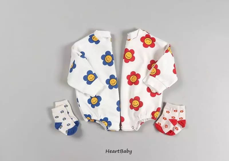 Heart Baby - Korean Baby Fashion - #babyfever - Daisy Smilr Sweatshirt Bodysuit - 6