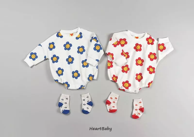 Heart Baby - Korean Baby Fashion - #babygirlfashion - Daisy Smilr Sweatshirt Bodysuit - 7