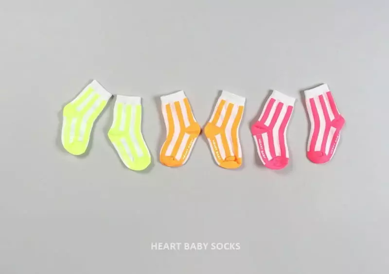 Heart Baby - Korean Baby Fashion - #babyoninstagram - Neon Stripes Socks Set 