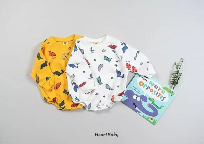 Heart Baby - Korean Baby Fashion - #babyoninstagram - Dino Bodysuit - 2