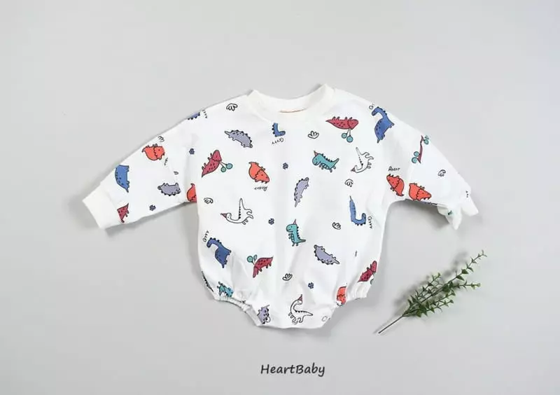 Heart Baby - Korean Baby Fashion - #babyootd - Dino Bodysuit - 3