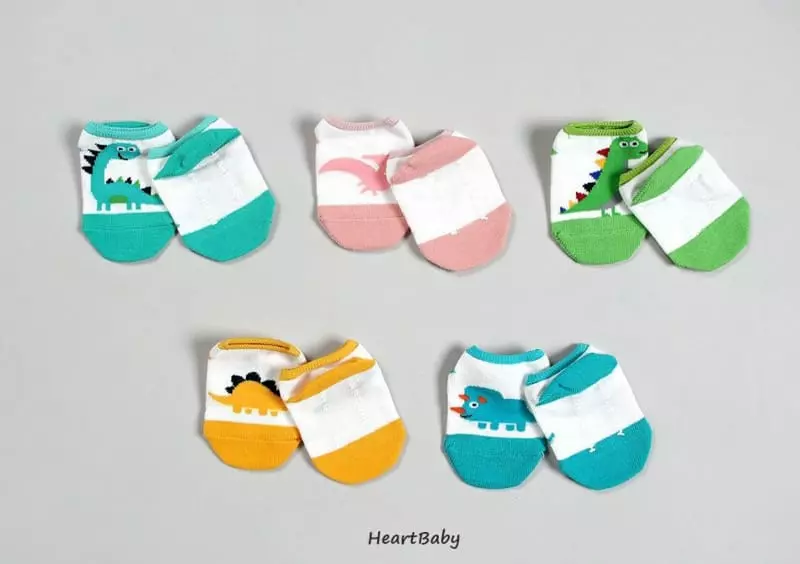 Heart Baby - Korean Baby Fashion - #babyoutfit - Dino Friends Socks