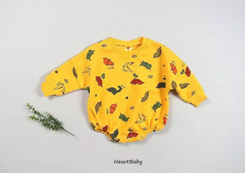 Heart Baby - Korean Baby Fashion - #babyootd - Dino Bodysuit - 4