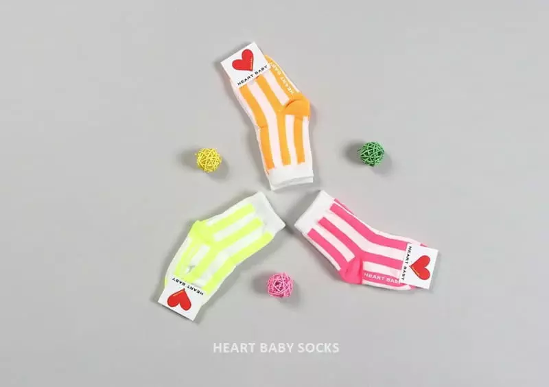 Heart Baby - Korean Baby Fashion - #onlinebabyboutique - Neon Stripes Socks Set  - 6